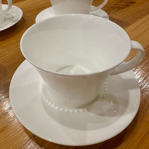 Crate and Barrel White Pearl Cups and Saucers - 4 pack - Picture 3 of 3